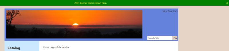 Alert banner example (green background with white text)